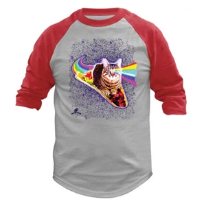 Rainbow Eyes Tabby on Taco Animal Pet Divertente Scherzo Umorismo Manica 3/4 Raglan - Foto 1 di 10