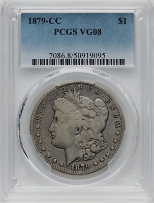 1879-CC MORGAN SILVER DOLLAR~PCGS VG8 SEMI KEY BETTER DATE PROBLEM FREE * - Image 1 of 4