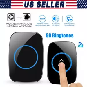 Wireless Doorbell Chime Waterproof Plugin Receiver Adjustable Volume 1000FT Kit - Picture 1 of 19