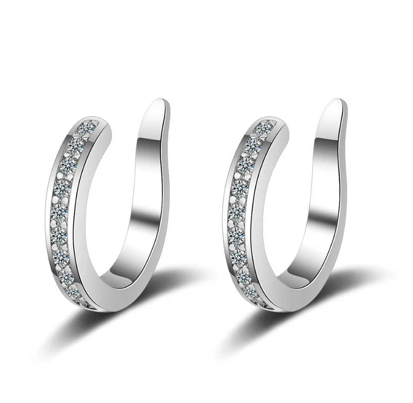 Pendientes de mujer enchapados en plata 925 circonita cúbica sin piercing clip en clips para orejas AF Foto 1 de 4