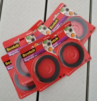 Lote De 6 Rollos De Cinta Magnética Scotch 3M Adhesivo Permanente 1/2" x 48" Nuevo Precintado Foto 1 de 4