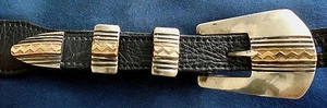 NAVAJO J C DELGARITO STERLING GF Stamped Vintage 4 PIECES RANGER SET - Picture 1 of 6