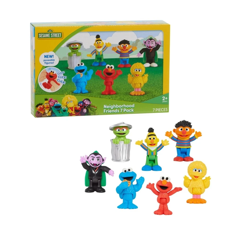 Sesame Street Neighborhood Friends 7 Piece Poseable Figure Pack New - Image 1 of 4