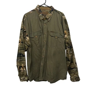Legendary Whitetails Olive Button Front Shirt Camo Sleeves XXL Turkey Hunting - Picture 1 of 8
