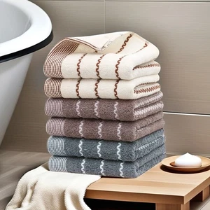 3-piece Yarn Jacquard Water Ripple Towel Set, Soft and Absorbent, Quick Drying - Picture 1 of 13