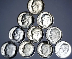 1965 -00s x10 CH / GEM PROOF & SMS Roosevelt Dime Coins = 10 Pc. Coin PRF LOT NR - Picture 1 of 6