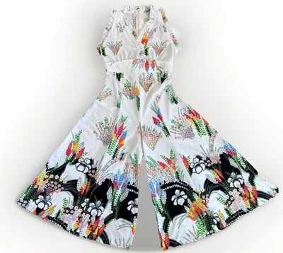 Mono Vintage Hecho a Mano Años 70 Floral Boho Pierna Ancha Mod Boho Festival Sin Mangas Foto 1 de 4