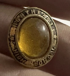Vintage 1960s class ring NORTHEAST High School Pin Yellow Glass Birthstone - Picture 1 of 12