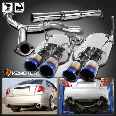 Fits 2008-2014 Subaru Impreza WRX STI S/S Catback Exhaust System Quad Burnt Tip - Image 1 of 4