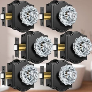 Glass Door Knobs Interior, 6 Pack Crystal Door Knobs with Lock for Privacy Us... - Picture 1 of 8