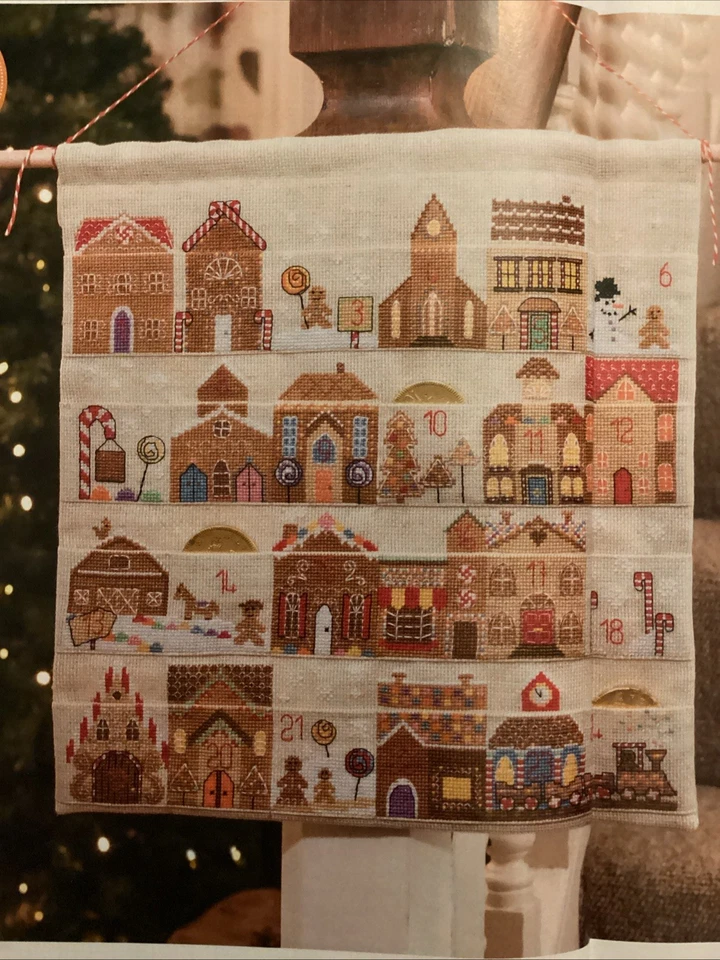 Gingerbread House Advent Calendar Christmas Cross Stitch Chart - Image 1 of 1