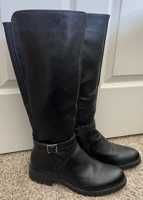 Mujeres Patrizia Obelia Negro Cremallera Alto Hasta la Rodilla Botas Talla 42 (US 10.5/10 1/2) Foto 1 de 4