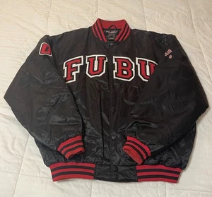 Vintage Fubu Sport Champs 05 Satin Varsity Jacket Black/Red Men's Size 2XL - Picture 1 of 16