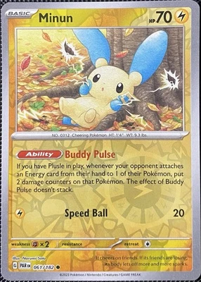 Minun 061/182 SV04: Paradox Rift Reverse Holo - Pokémon Card - Image 1 of 2