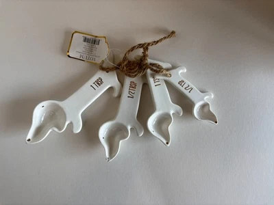 White Ceramic Measuring Spoons Set Dog Themed - Image 1 of 4