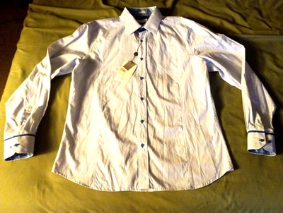 Camisa Sahara Club Para Hombres Manga Larga Con Botones Azul Blanco NUEVA CON ETIQUETAS Talla XL Foto 1 de 4