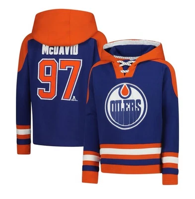 NWT Youth Connor McDavid Edmonton Oilers Hoodie Blue Orange Medium 10/12 - Image 1 of 4
