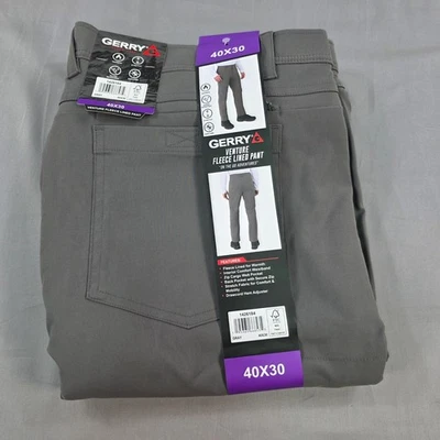 Gerry Venture Fleece Lined Pants Mens 40x30 Gray Warm Water Resistant Stretch - Image 1 of 4