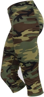 Womens 2XL Camo Stretch Yoga Pants Ladies Athletic Gym Run Workout Capris Army - Image 1 of 4