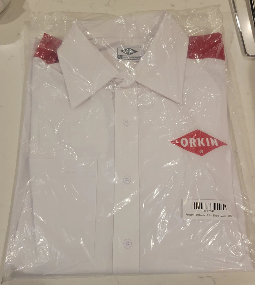 Uniforme de control de plagas Orkin manga larga camisa con botones blanca mediana Foto 1 de 1