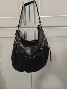 Red By Marc Ekco Pebbled Black Veagan Leather Satchel With Tassel Pulls And Stud - Picture 1 of 17