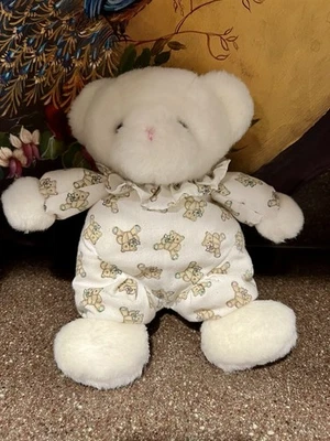 "Oso de peluche blanco de peluche vintage Carters Classics bebé sonajero animal de peluche 10""" Foto 1 de 3