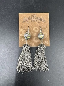 New! Lucky Brand! Silver Tone Yellow StoneDrop Earrings Party Mom Dangle Vintage - Picture 1 of 5