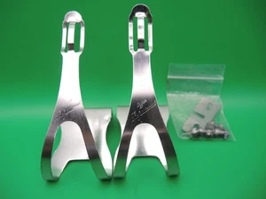 GB TYPE PROFESSIONNEL TOE CLIPS 1950s 60s STAINLESS STEEL / LARGE + FITTING KIT - Picture 1 of 11