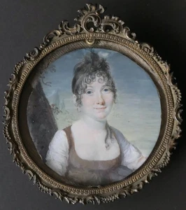 Miniatur Anfang 19. Jh., tolles Portrait einer jungen Frau, Kaiserzeit - Bild 1 von 6