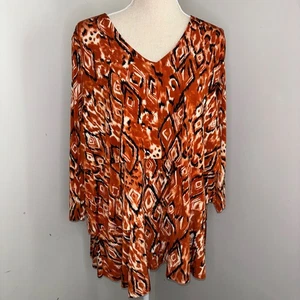 Camiseta Susan Graver Liquid Knit oxidada y negra con capas elástica manga 3/4 talla XL - Imagen 1 de 7