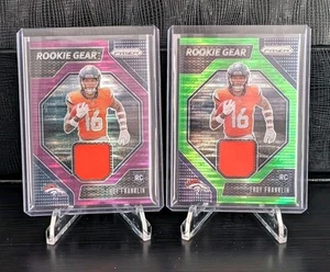 Troy Franklin 2024 Green & Purple Pulsar Prizm Rookie Gear Jersey Patch Broncos - Bild 1 von 5