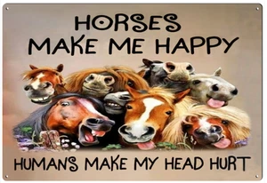 Horses Make Me Happy - Retro Tin Sign - 20 x 30 cm Landscape - Bild 1 von 1
