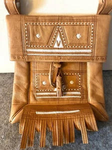Bohemian/Native American Small 6.5" x 9" Leather Shoulder Bag  # 2523 - Picture 1 of 5