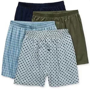Pantaloncini boxer da uomo Stafford confezione da 4 100% cotone lavorati a maglia blu verde assortiti - Foto 1 di 3