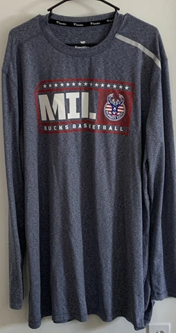 Fanatics Milwaukee Bucks Long Sleeve Shirt Size 2XT Made In Indonesia. NBA Cover
