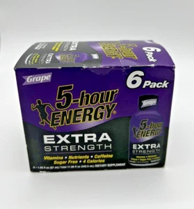 5-hour ENERGY Extra Strength 1.93 fl oz Grape Flavor Drink 6 Pack FREE SHIPPING! - Picture 1 of 4
