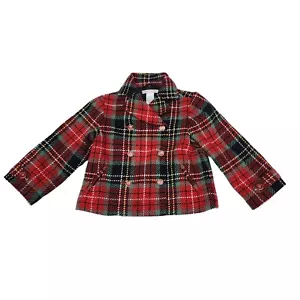 Janie and Jack Holiday Portrait Collection Girl's Plaid Peacoat Size 2T-3T - Picture 1 of 9
