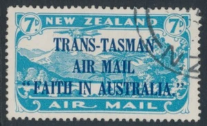 NEW ZEALAND - 1934 7d Faith in Australia, 'break in N ' variety, used – SG # 554 - Picture 1 of 2