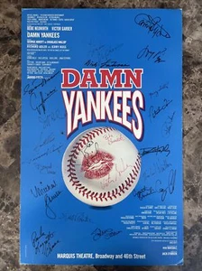 Cast Signed DAMN YANKEES MUSICAL MARQUIS THEATRE Broadway Window Lobby Poster - Picture 1 of 5