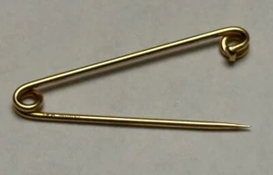 VINTAGE TIFFANY & CO Stunning SAFETY PIN 14KT Solid YELLOW GOLD - 1 & 3/4” LONG - Picture 1 of 6