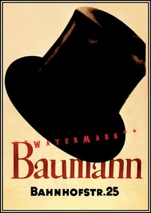 Baumann Hut 1930 Vintage Poster Druck Retro Style Schweizer Herrenmode Kunst - Bild 1 von 4