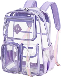 Clear Backpack for School Heavy Duty PVC Transparent Bag See through Bookbag for - Picture 1 of 12