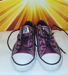 Converse Chuck Taylor All Star Sneakers Purple Glitter Low 13.5 Junior 665980C - Picture 1 of 9