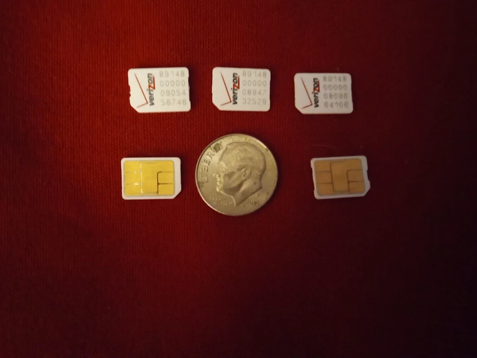 Lot of 5 Verizon Nano Size CDMA Sim Cards NOT FOR ACTIVATION! *READ INFO BELOW!* - Image 1 of 1