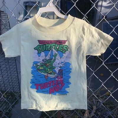 VTG 1990 Teenage Mutant Ninja Turtles TMNT Turtles Ho! Kids Shirt Has Stains - Image 1 of 4