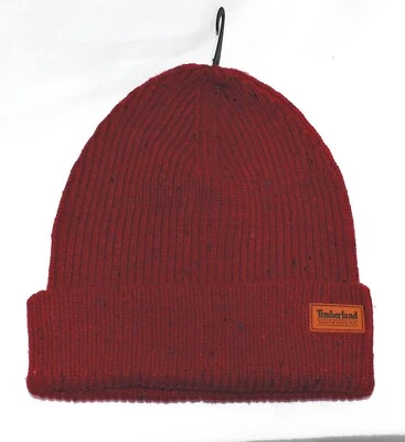 Timberland Gorro Unisex Cuero Rojo Logo Mancha Hilo Puño Foto 1 de 4
