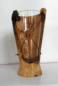 Holzvase mit Glaseinsatz - Bild 1 von 4