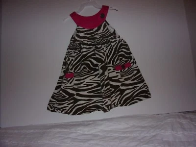 Carters: Vestido para niñas 5T marrón y rosa con bolsillos. Foto 1 de 2