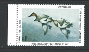 Bigjake: #IA-5, $1,00 Canvasbacks, 1976 Iowa Duck Stamp - Imagen 1 de 2