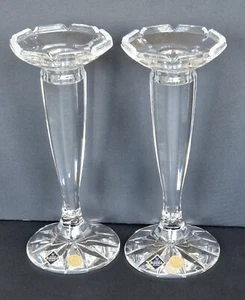 Böhmen Bleikristall geschliffenes Glas Kerzenständer Paar Kerzenständer Tschechien - Bild 1 von 11